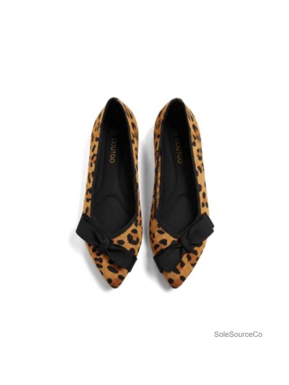 Pointed Toe Knit Bow Ballet Flats Slip On Dressy Comfort Work Shoes